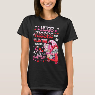 Cute Gnome CNA Life Nurse Hugs Kisses Valentines D T-Shirt