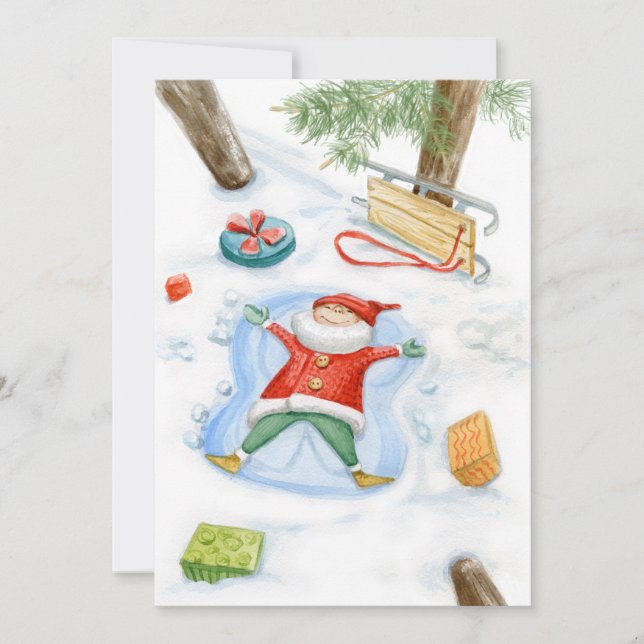 Cute Gnome colourful watercolor Holiday Card (Front)