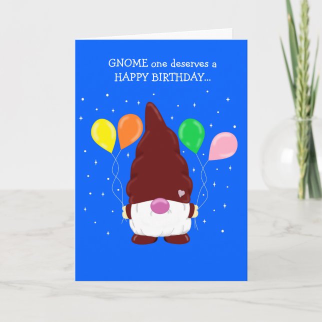 Cute Gnome Customisable Birthday Card (Front)