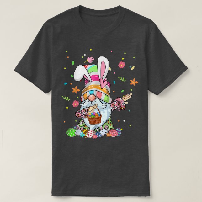 Cute Gnome Dabbing Egg Easter Bunny Gnomies Girl W T-Shirt (Design Front)