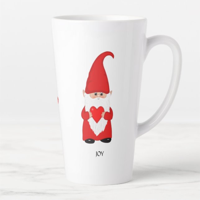 Cute Gnome Dressed in Red with Heart Latte Mug (Right)