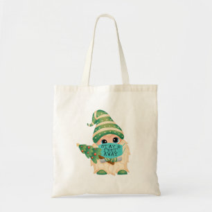 Cute Gnome Face Mask Stay 6 Feet Christmas Tree Tote Bag