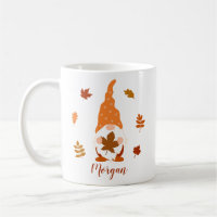 Cute Gnome Fall Custom Name Falling Leaves