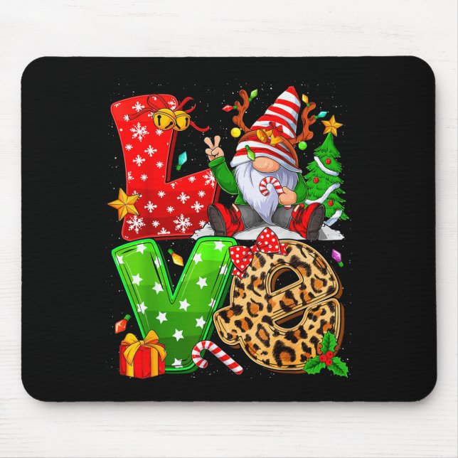Cute Gnome Family Christmas For Women Men - Love G Mouse Pad (Front)
