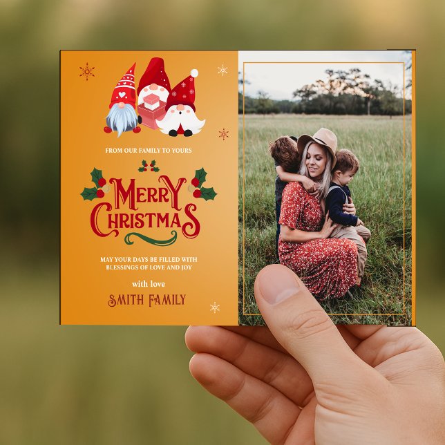 Cute Gnome Family Photo Christmas  Magnetic Card (Cute Gnome Family Photo Christmas Magnetic Card)