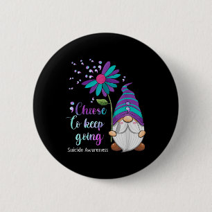 Cute Gnome Flower Suicide Prevention Awareness Mon 6 Cm Round Badge