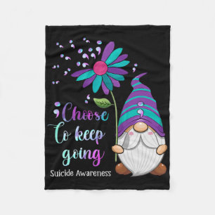 Cute Gnome Flower Suicide Prevention Awareness Mon Fleece Blanket