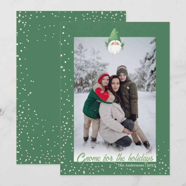 Cute Gnome for the Holidays Family Photo Holiday Card (Front/Back)