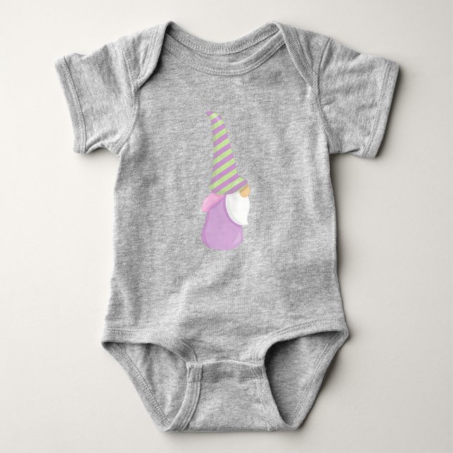 Cute Gnome, Garden Gnome, Little Gnome, Beard, Hat Baby Bodysuit (Front)