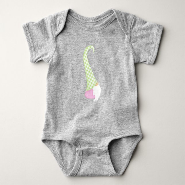 Cute Gnome, Garden Gnome, Little Gnome, Hat, Beard Baby Bodysuit (Front)