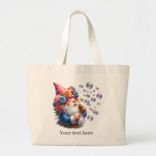 Cute gnome garden lovers  large tote bag