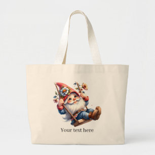 Cute gnome gardening lovers  large tote bag