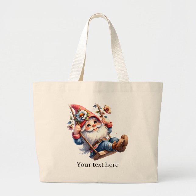 Cute gnome gardening lovers  large tote bag (Front)