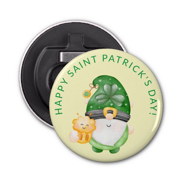 Cute Gnome Happy Saint Patrick's Day Party Bottle Opener (Front)
