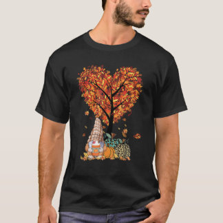 Cute Gnome Happy Thanksgiving Fall Leaves Pumpkin  T-Shirt
