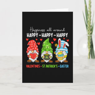 Cute Gnome Happy Valentines St Patricks Easter Hol Card
