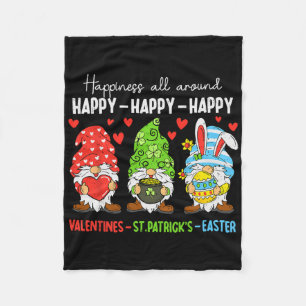 Cute Gnome Happy Valentines St Patricks Easter Hol Fleece Blanket