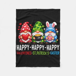 Cute Gnome Happy Valentines St Patricks Easter Hol Fleece Blanket