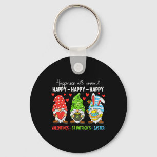 Cute Gnome Happy Valentines St Patricks Easter Hol Key Ring