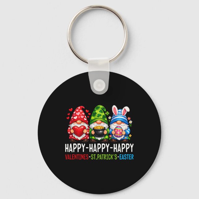 Cute Gnome Happy Valentines St Patricks Easter Hol Key Ring (Front)