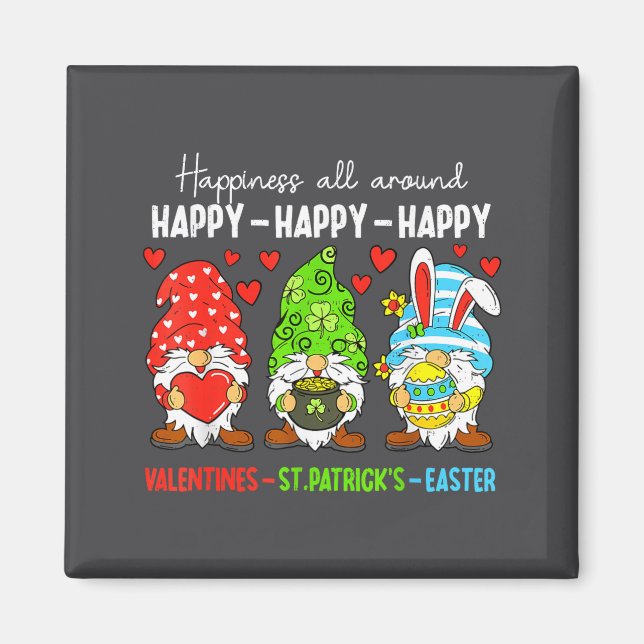 Cute Gnome Happy Valentines St Patricks Easter Hol Magnet (Front)