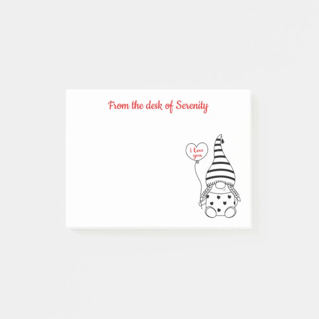 Cute Gnome Heart Love Fairy Garden Gnomes  Post-it Notes (Front)