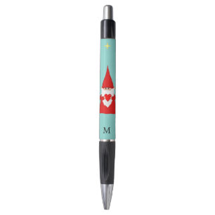 Cute Gnome Holding a Heart & Monogram Black Ink Pe