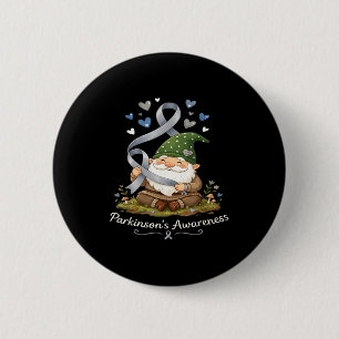 Cute gnome holding grey ribbon parkinson's 6 cm round badge