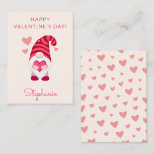 Cute Gnome Holding Heart Classroom Valentine's Day Card