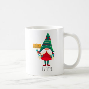 Cute Gnome Holding Placard with Greetings Coffee Mug