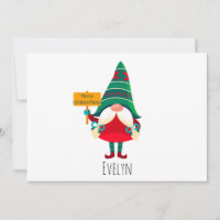 Cute Gnome Holding Placard with Greetings