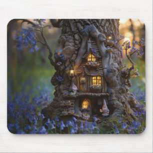 Cute gnome house in a tree  mouse pad