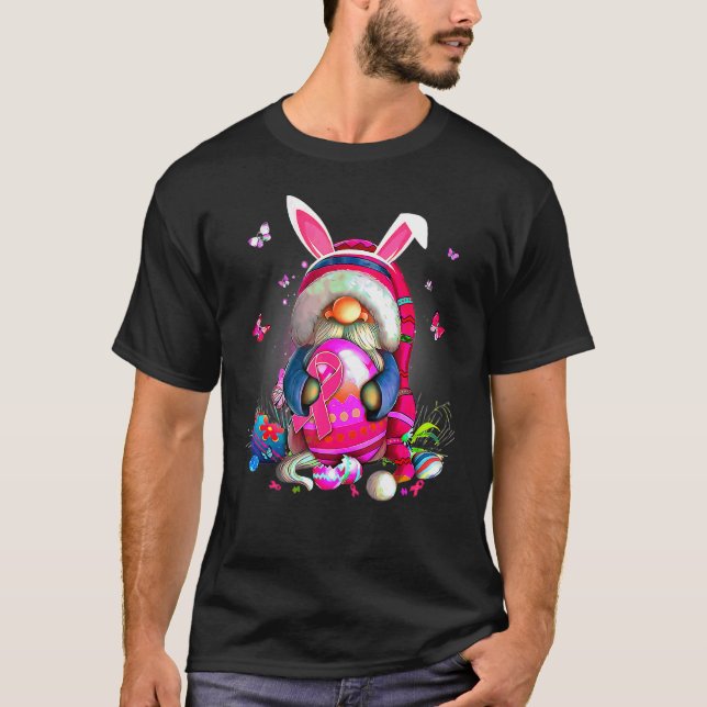 Cute Gnome Hugs Bunny Happy Easter Egg Hunting Gno T-Shirt (Front)