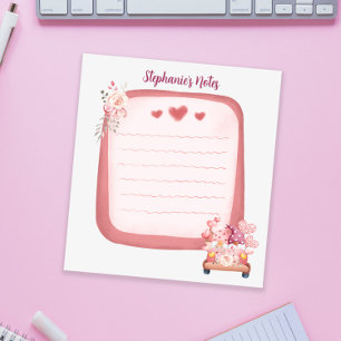 Cute Gnome in Car and Flowers Personalised Notepad