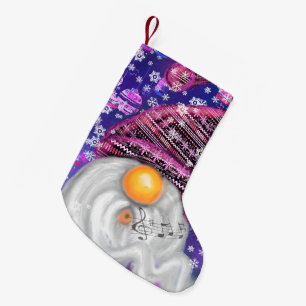 Cute Gnome In Purple Hat Sings A Christmas Song Small Christmas Stocking