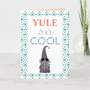Cute Gnome in Sunglasses Yule so Cool Christmas Holiday Card