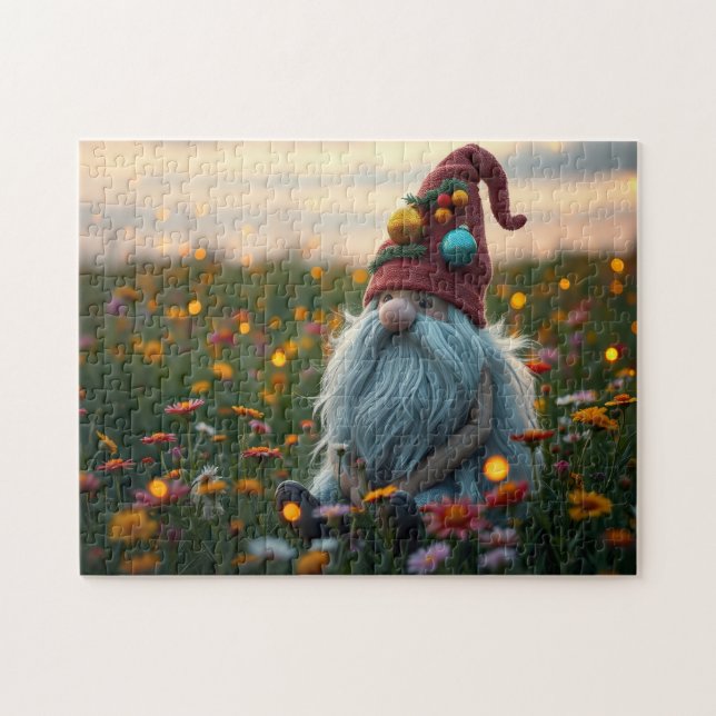 Cute Gnome in the wildflowers Jigsaw Puzzle (Horizontal)