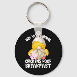 Cute Gnome In Yellow Chicken Costume Chickens Poop Key Ring