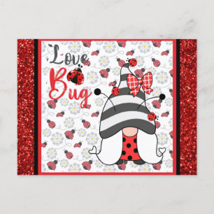 Cute Gnome Love Bug Ladybug Valentines Day Postcard