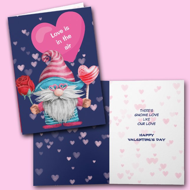 Cute Gnome Love in the Air Valentine Card (Creator Uploaded)