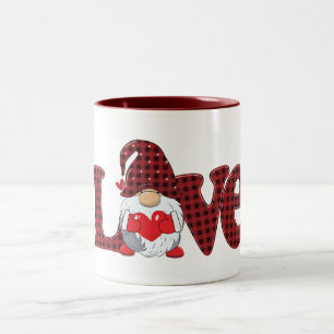 Cute Gnome/Love Valentine's Day Two-Tone Coffee Mug