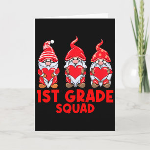 Cute Gnome Lover 1st Grade Funny Valentine Teacher Card