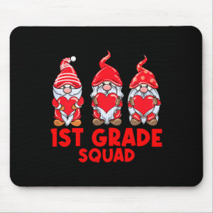 Cute Gnome Lover 1st Grade Funny Valentine Teacher Mouse Pad
