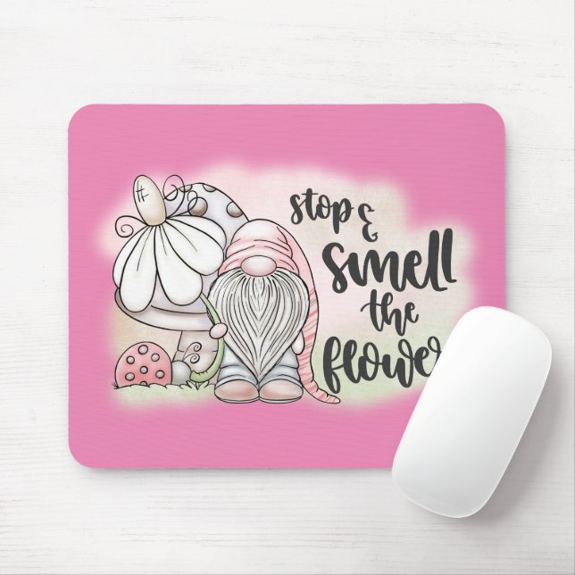 cute gnome lovers word art mouse pad (With Mouse)