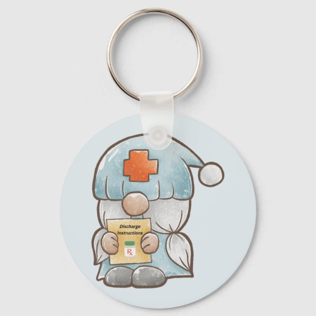 Cute Gnome Medical Nurse  Key Ring (Front)