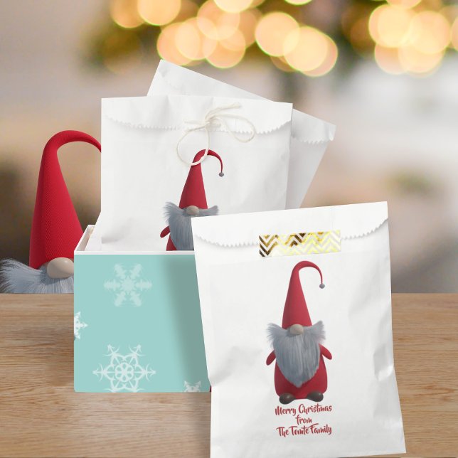 Cute Gnome Merry Christmas Holiday Favour Bag (Festive gnome favor bags just for you!)