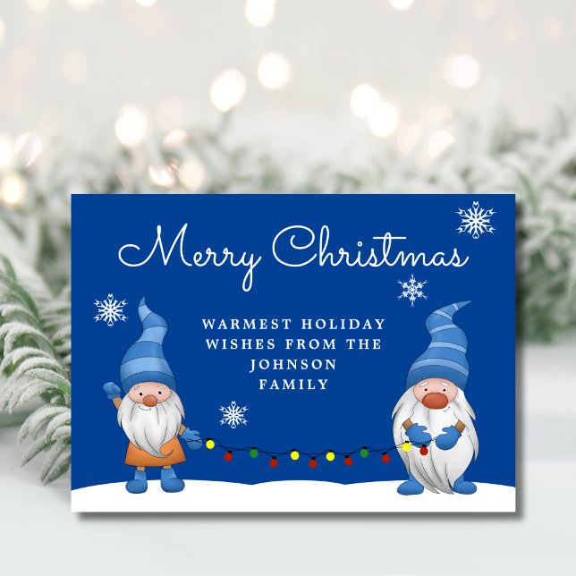 Cute Gnome Merry Christmas Holiday Lights Card (Creator Uploaded)