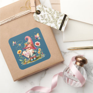 Cute gnome Mum of the year Square Sticker