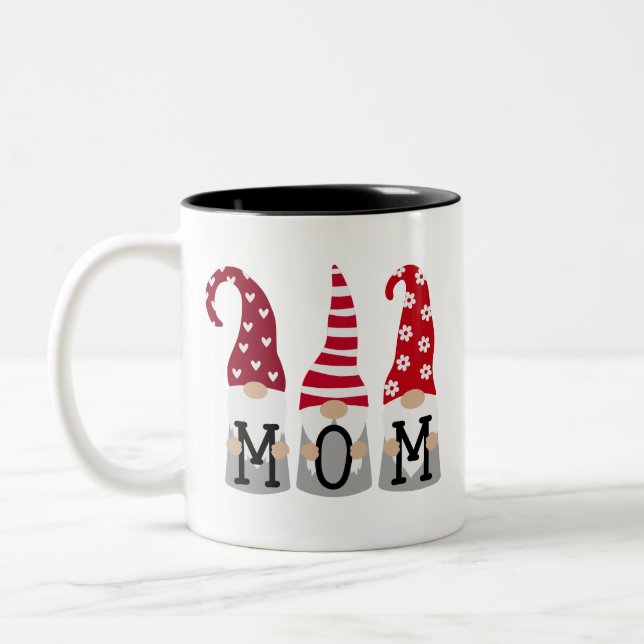Cute Gnome Mum Typography | Mother's Day Two-Tone Coffee Mug (Left)