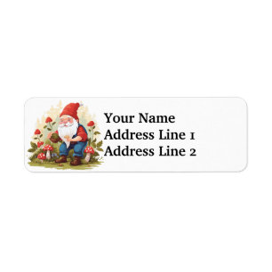Cute Gnome Mushrooms Return Address Label